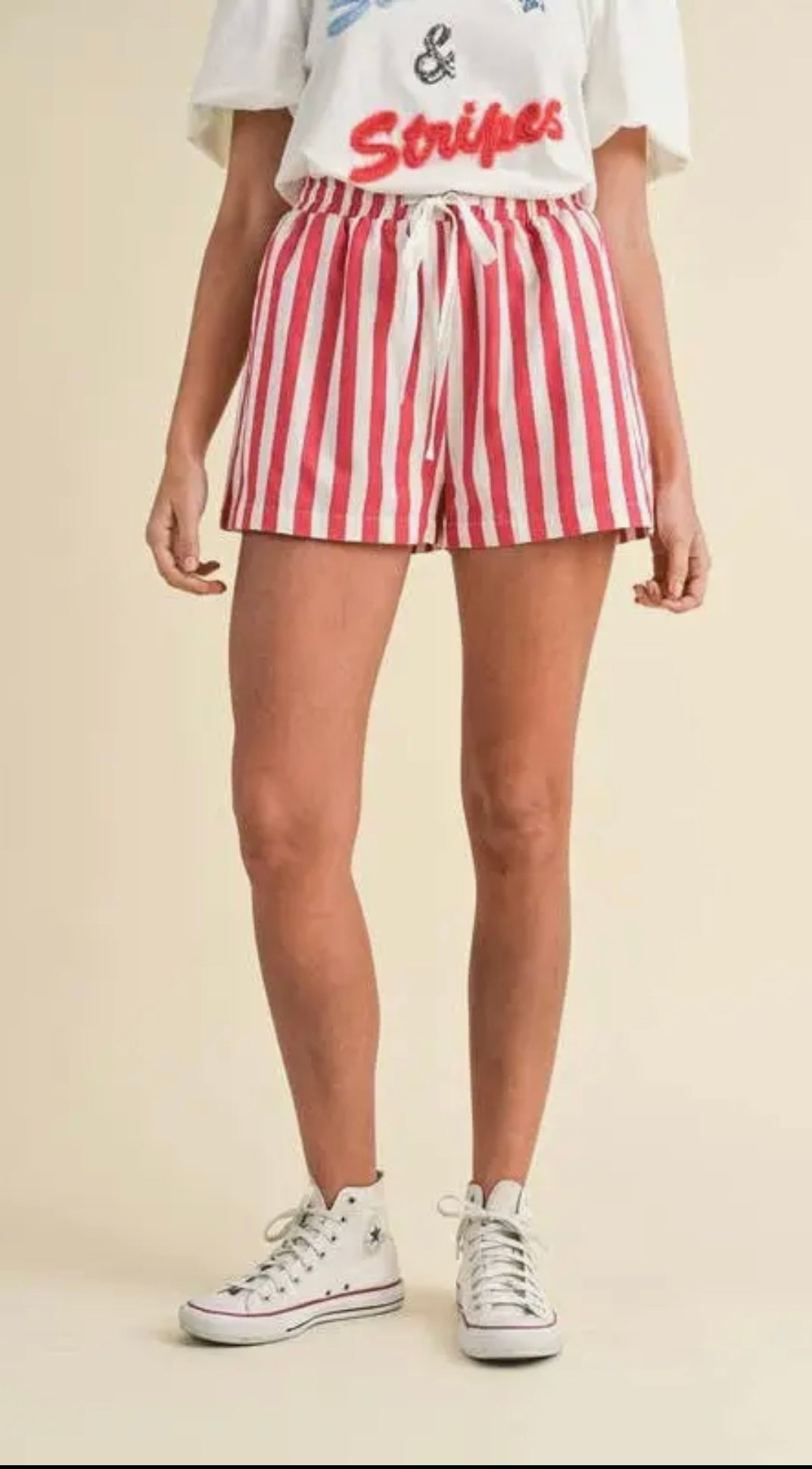 Denim Twill Striped Shorts
