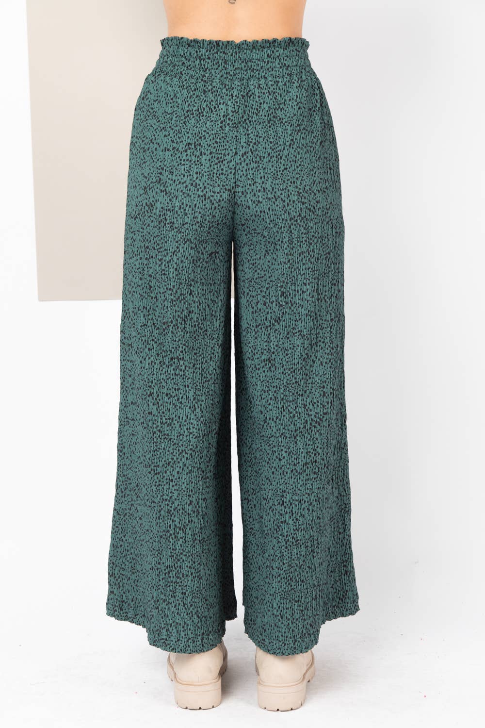 High-Waist Crinkled Wide Leg Pants Plus Size