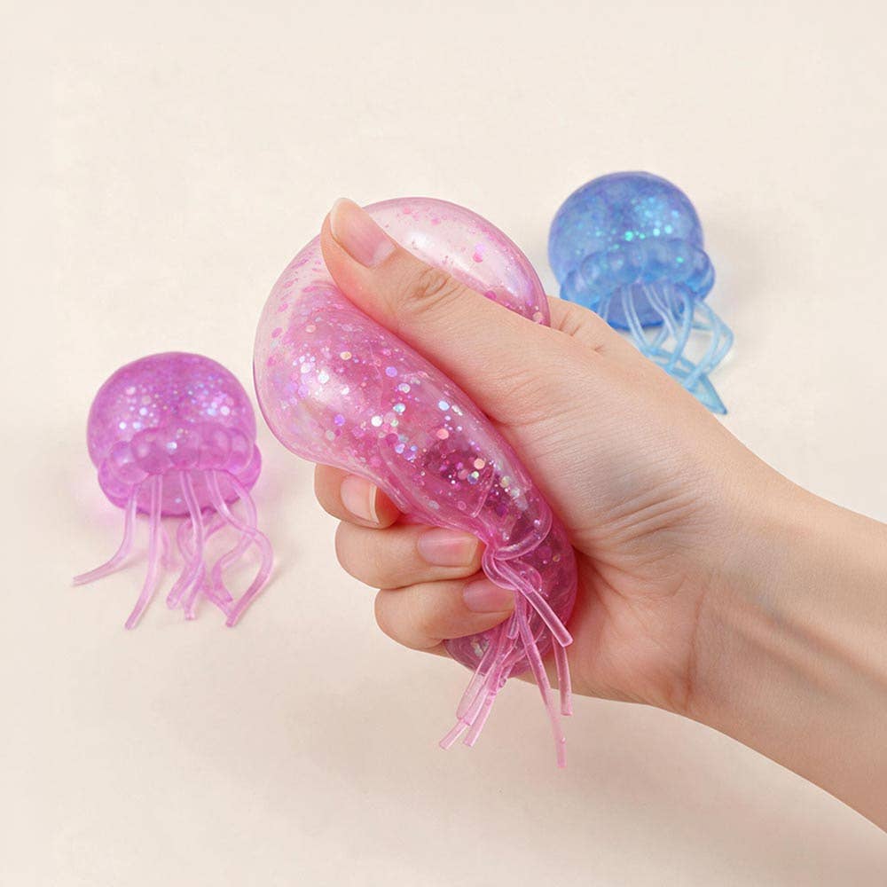 12PCS - Glitter Jellyfish Squeeze Squishy Stress Relief Toy