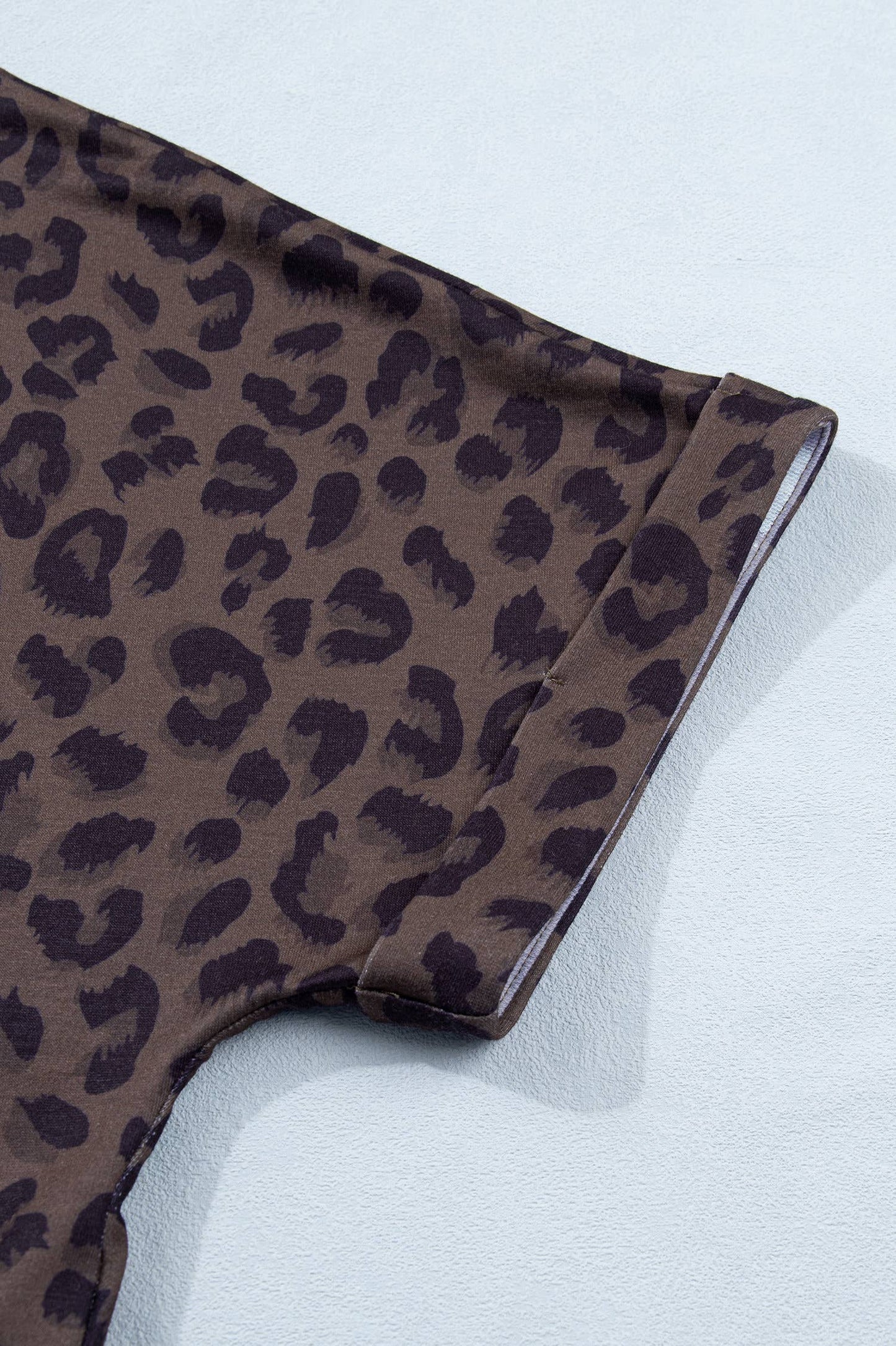V Neck Collar Leopard Print Top and Shorts 2pcs Set