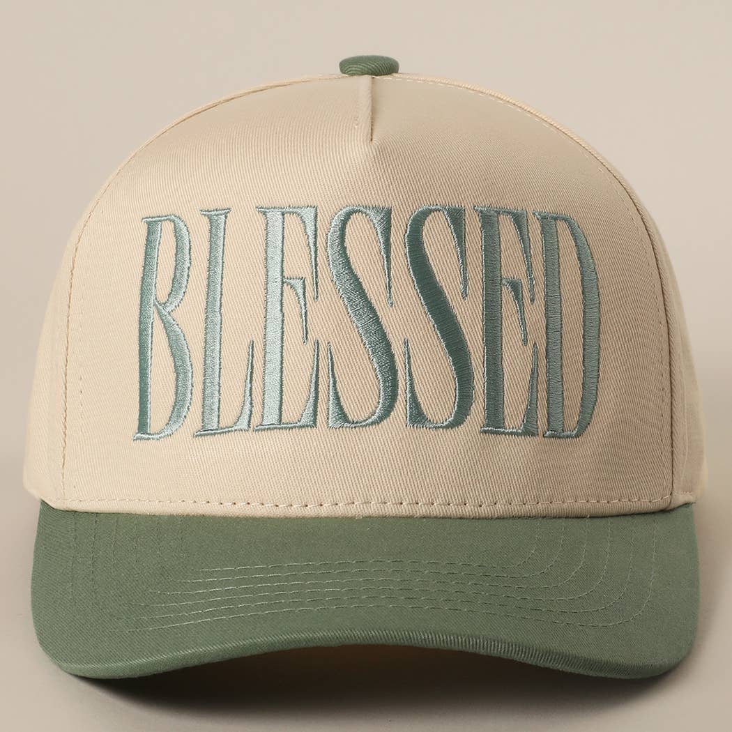 BLESSED Lettering Embroidery Baseball Cap