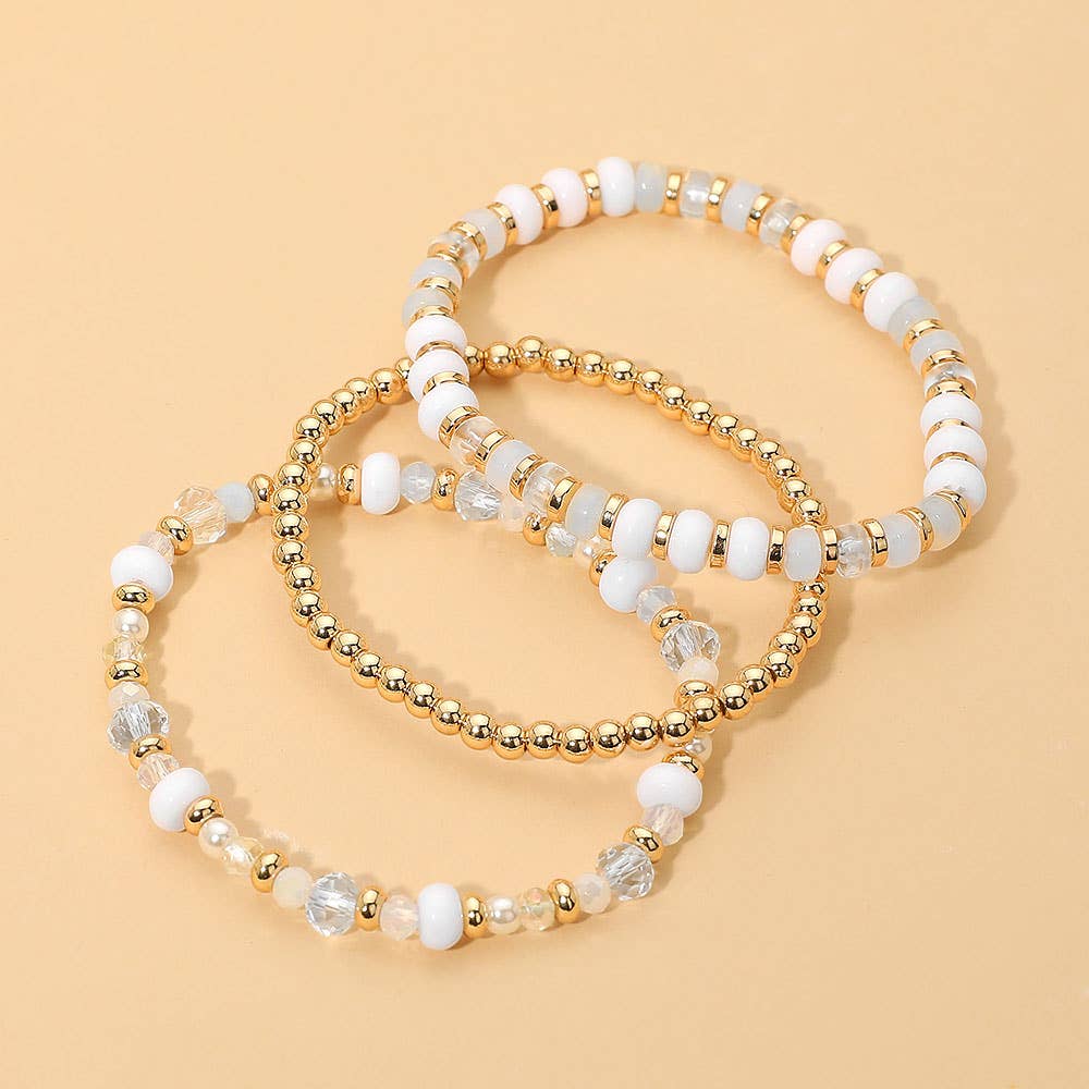 3PCS - Beaded Stretch Multi Layered Bracelets