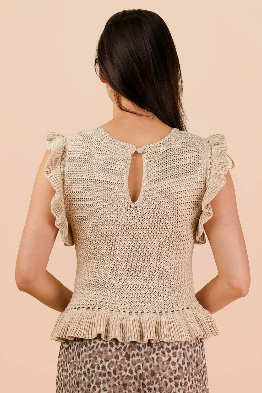 Ruffled Sweater Knit Top