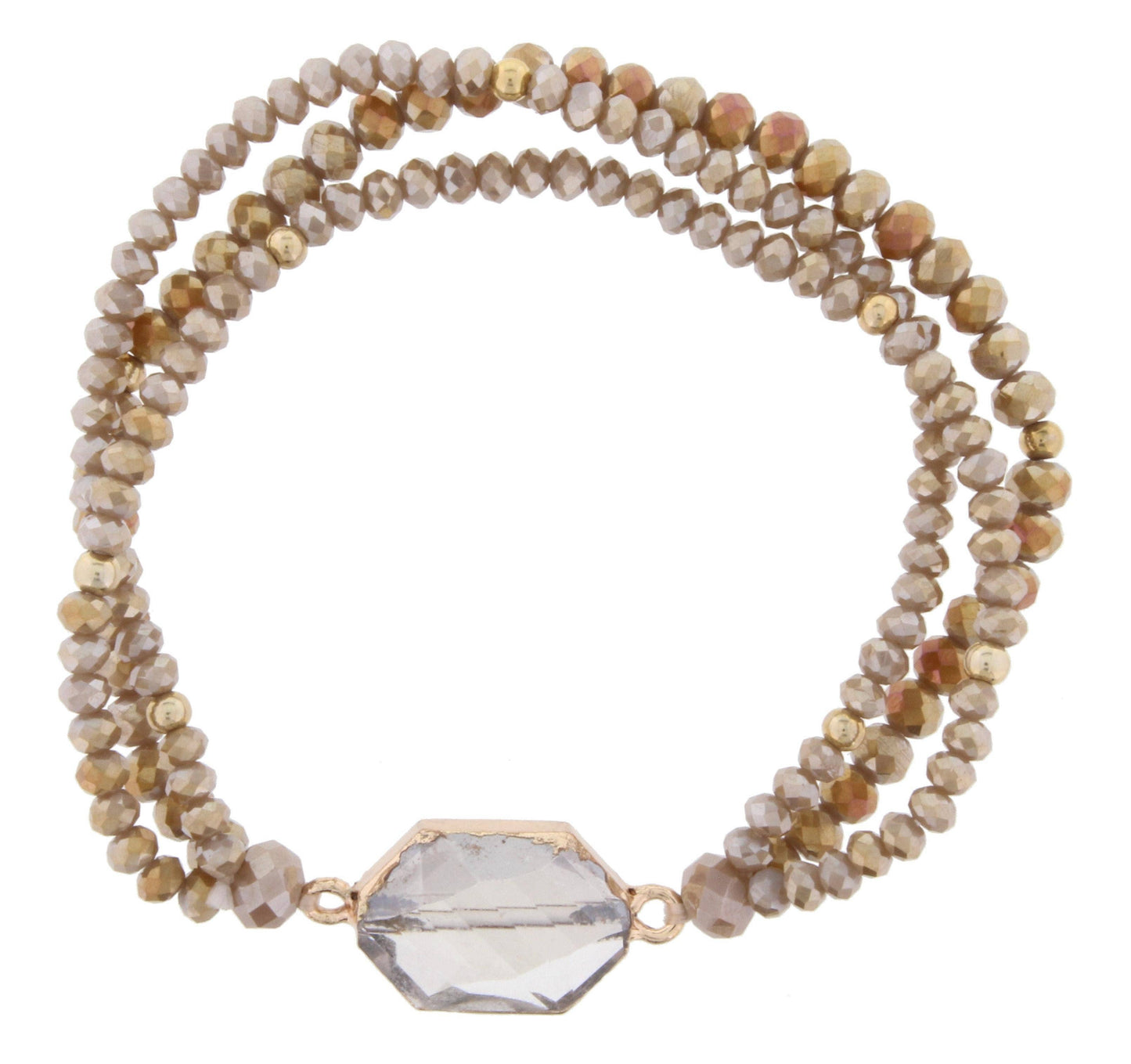 Jet, Jasper, Dalmation Beaded Bracelet with Brown Agate