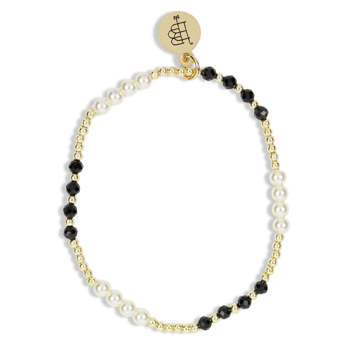 Lexi Stretch Bracelet - Black & Pearl