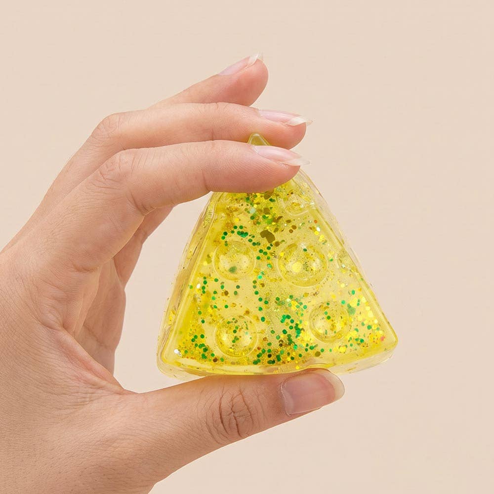12PCS - Glitter Cheese Slice Squeeze Squishy Stress Relief Toy