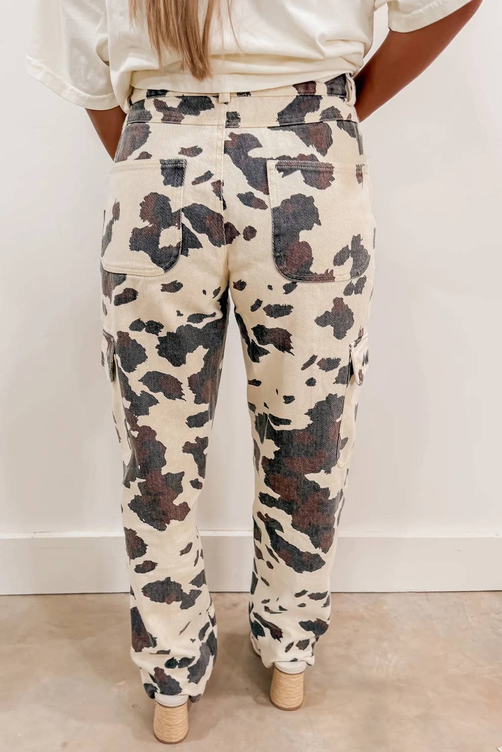 Western Apparel Cow Spots Printed Multi Pocketed Jeans