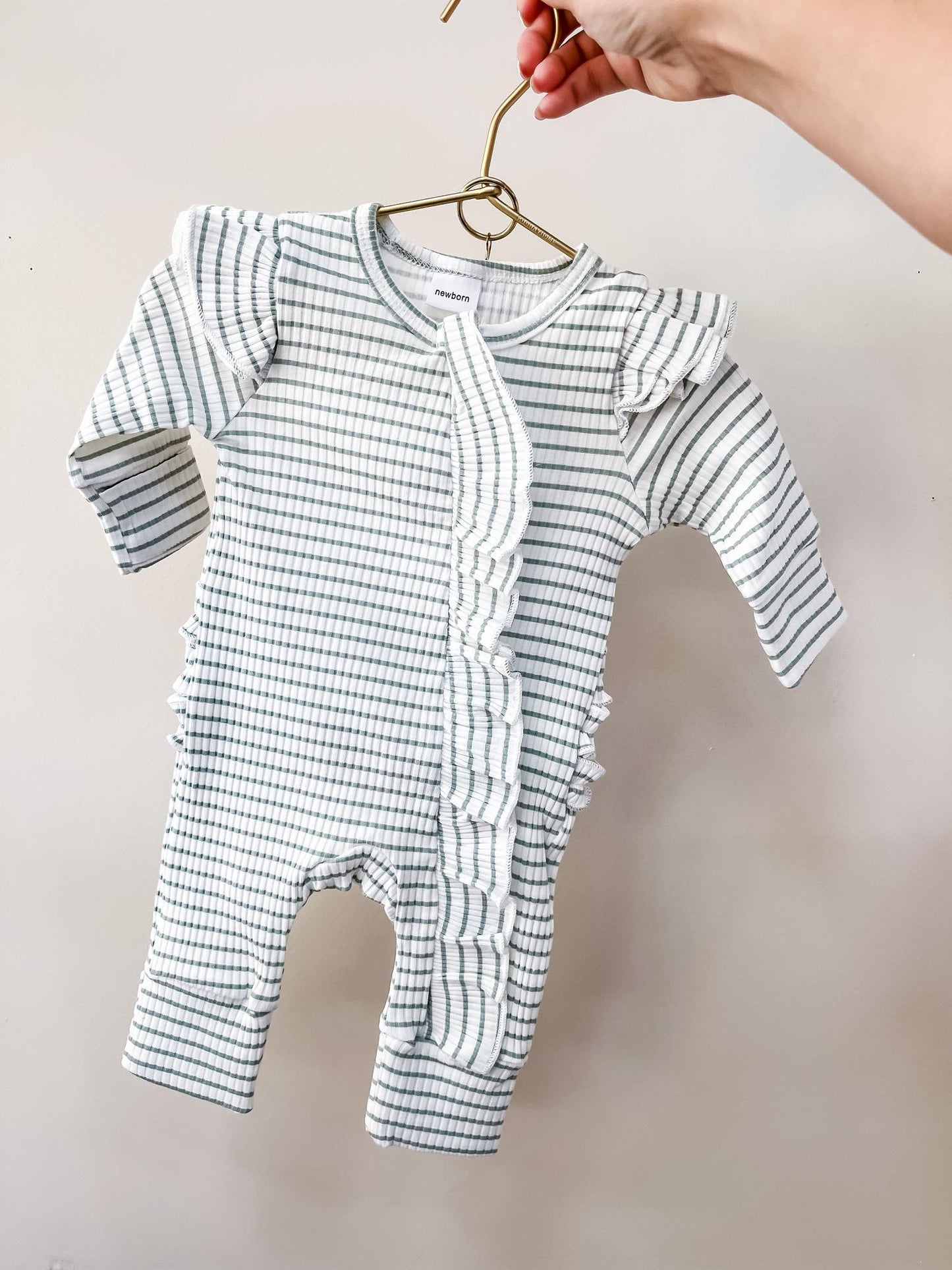 TTB Green Stripe Ruffle Zippy
