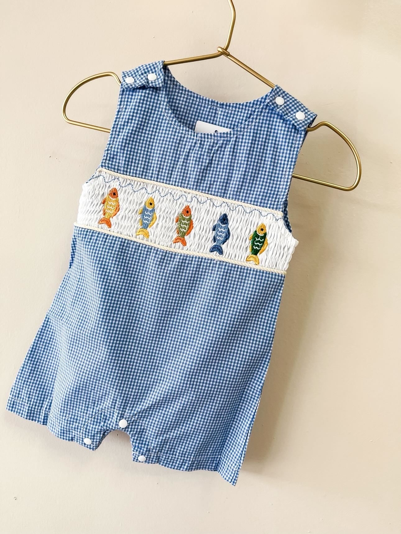 TTB Blue Gingham Fishing Jumpsuit