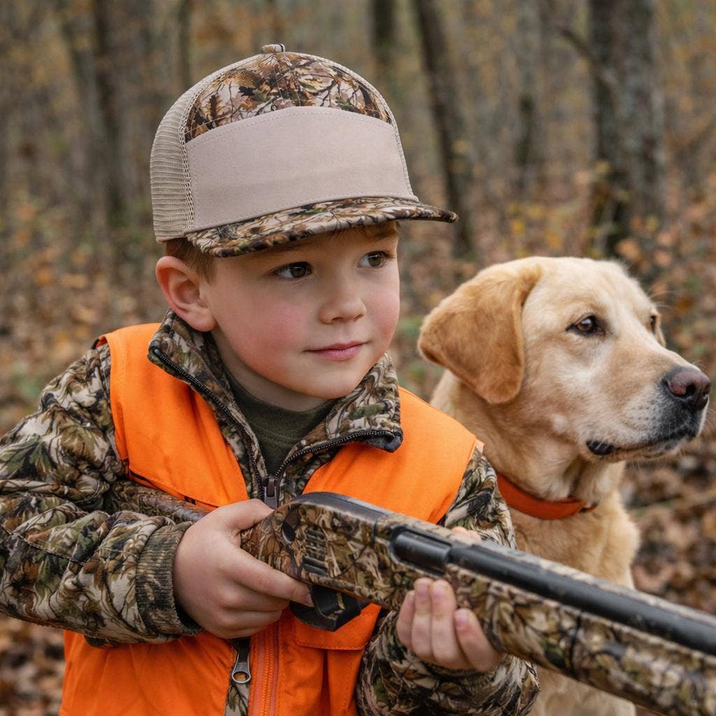 Kids 7 Panel Timber Leaf Camo Snapback Hat
