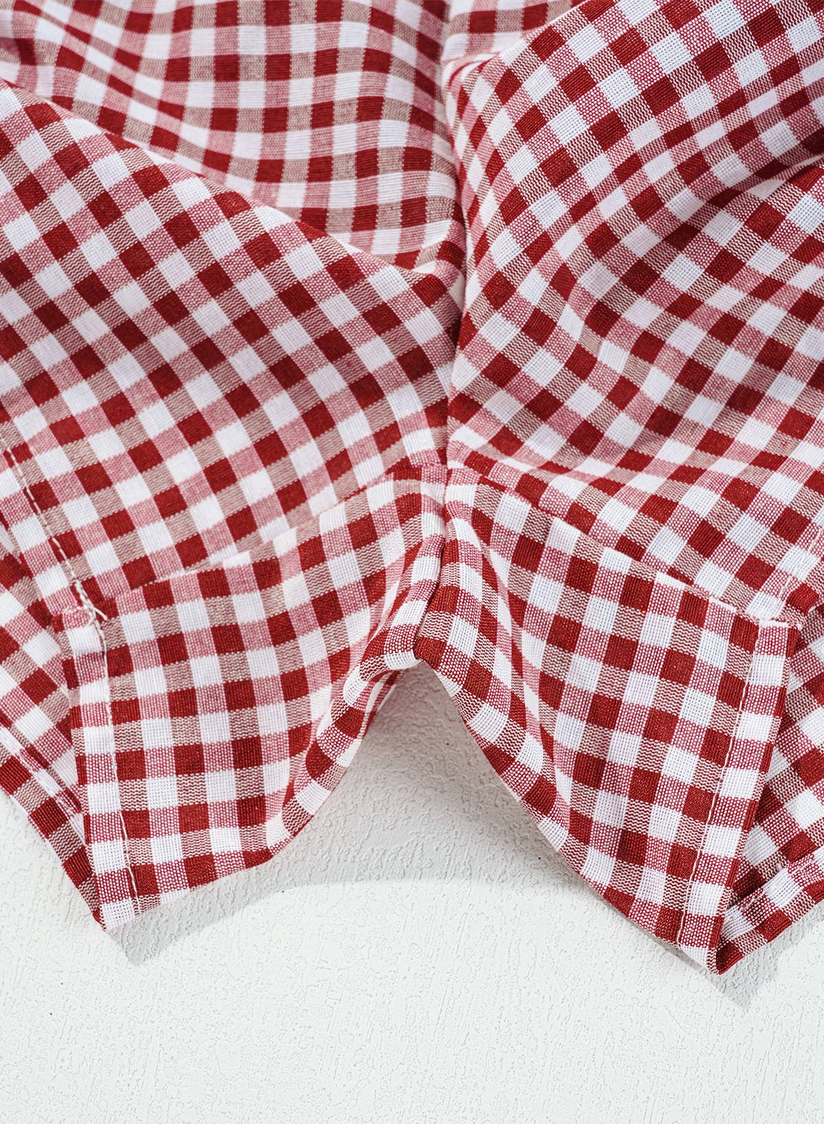 Blue Gingham Printed High Waist Shorts