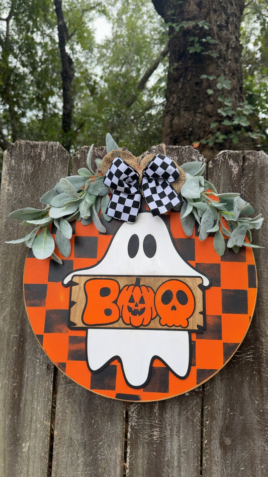 Boo Checkered Door Hanger