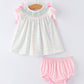 Girl Bow Stripe Smocked Baby Girls Bloomer Set