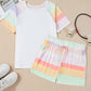 Rainbow Clashing Shirt and Short 2pcs Lounge Set