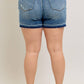 MR Tummy Control Vintage Wash Release Hem Shorts - PLUS