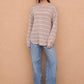 STRIPE LONG SLEEVE CUFFED RELAXED KNIT TOP