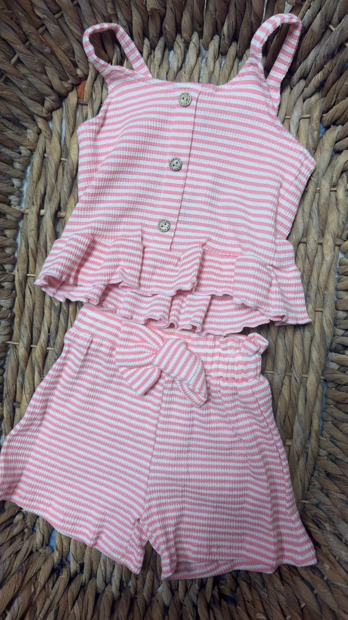 Abby Pink/White Striped Short set