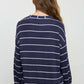 STRIPE LONG SLEEVE CUFFED RELAXED KNIT TOP
