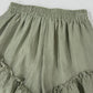 Textured Tie Waist Ruffle Hem Shorts
