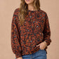 Oversized Mixed Print Sweater Knit Top