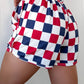 Red, White and Blue Checkered Shorts