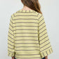 STRIPE HENLEY WIDE LONG SLEEVE KNIT TOP