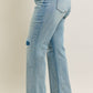 High Waisted Distressed & Knee Patch Straight- PLUS