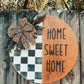 Checkered home sweet home door hanger
