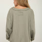 RAW EDGE V-NECK LONG SLEEVE TEXTURED KNIT TOP