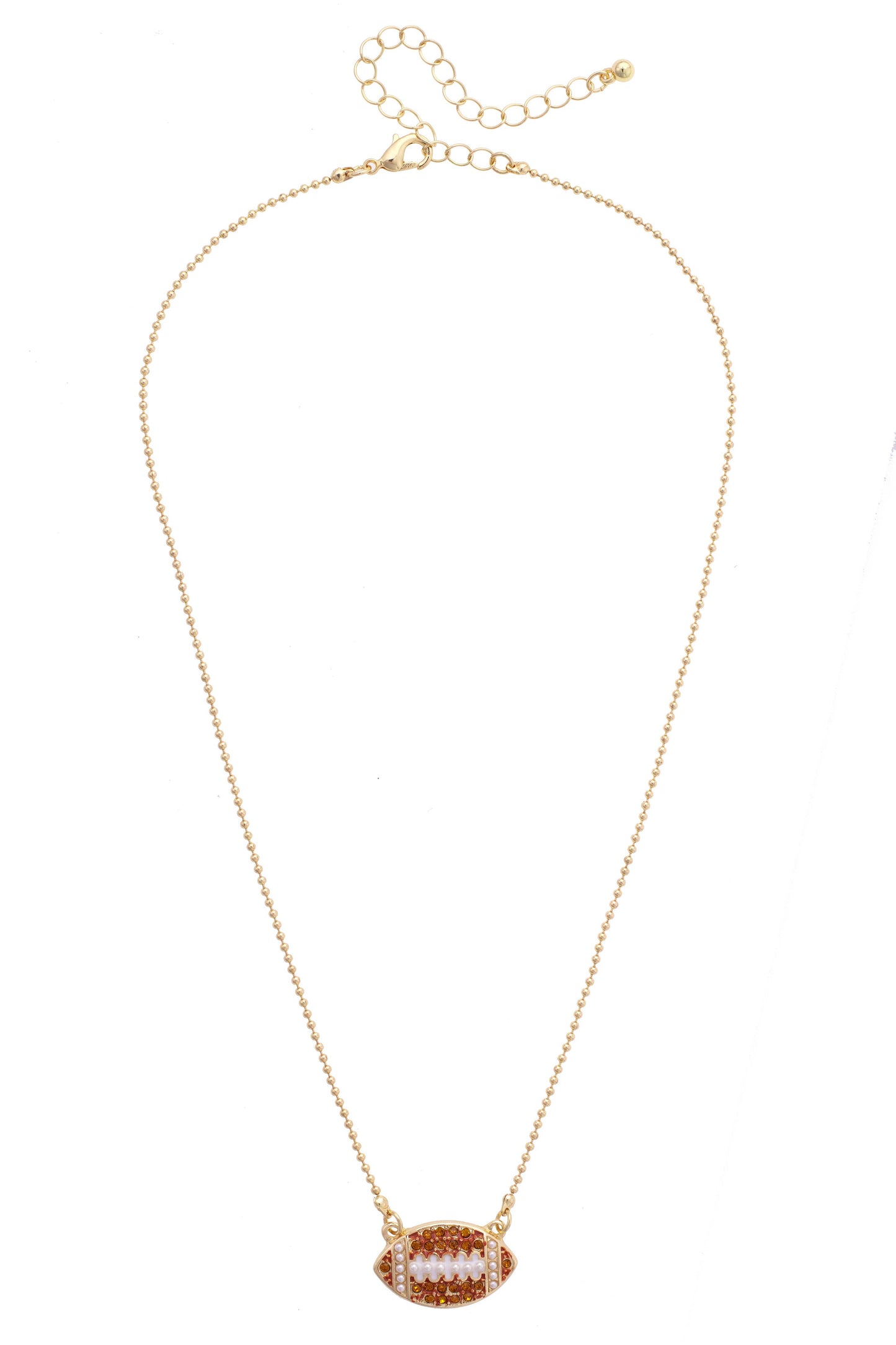 Pave Football Necklace in Shiny Gold