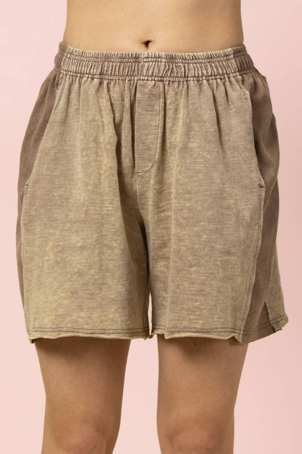 Mineral Washed Casual Knit Top & Short Plus Sized