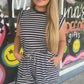 Striped Sleeveless Drawstring Romper