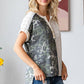 Camo Animal Lace Contrast Button Front Short Sleeve