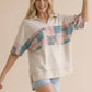 Collared Notch Neck Floral Patchwork Print Top