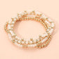 5PCS - Metal Ball Faceted Beaded Stretch Stackable Multi Layered Bracelets