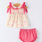 Floral Bow Ruffle Girl Bloomer Set