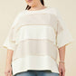 Womens Raw Edge Detail Color Block French Terry Knit Top