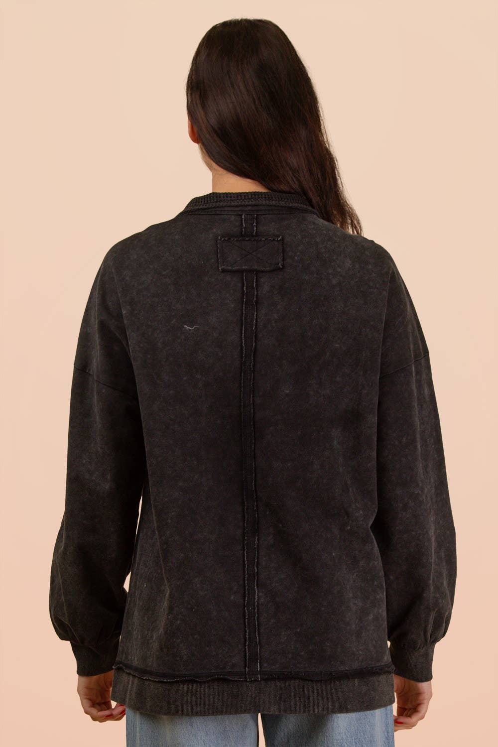 Jade Mineral Washed Knit Causal Top