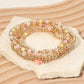 6PCS - Cross Charm Faceted Beaded Stretch Multi Layered Bracelets