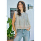 FLORAL PRINT WOVEN BUTTON DOWN TRIMMED BLOUSE TOP