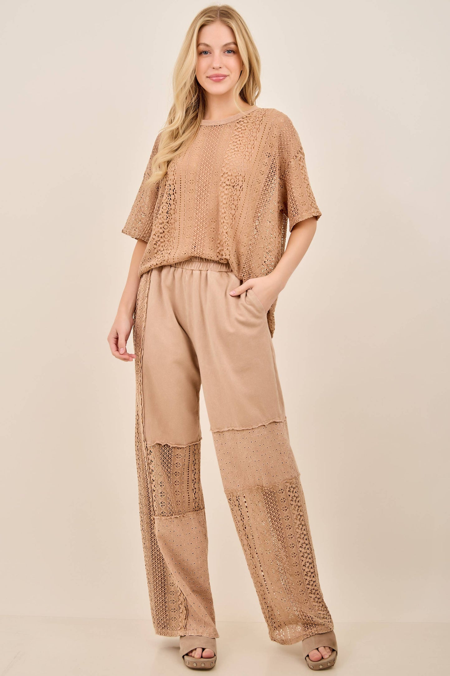 Mineral Washed Lace Top