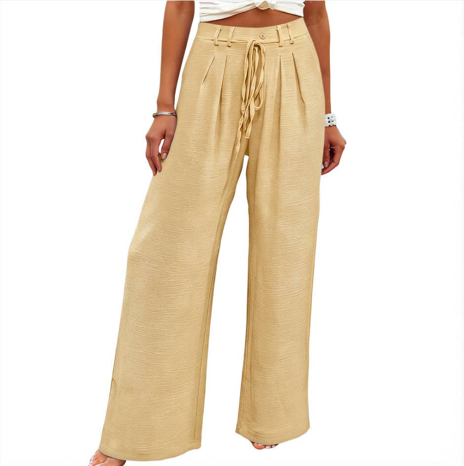 High Waist Wide Leg Pants Drawstring Relaxed Fit