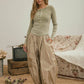 WASHED LONG SLEEVE RIBBED HENLEY KNIT TOP