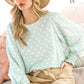 Geo Print Crew Neck Puff Sleeve Blouse