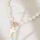 Mother of Pearl Cross Toggle Pendant Beaded Necklace