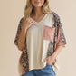Floral Leopard Color Block Dolman Knit Top