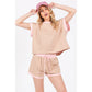 Contrast Striped Round Neck Top & Shorts Set Loungewear