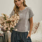 WASHED SHORT SLEEVE BOXY KNIT TOP