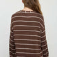 STRIPE LONG SLEEVE CUFFED RELAXED KNIT TOP