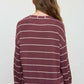 STRIPE LONG SLEEVE CUFFED RELAXED KNIT TOP